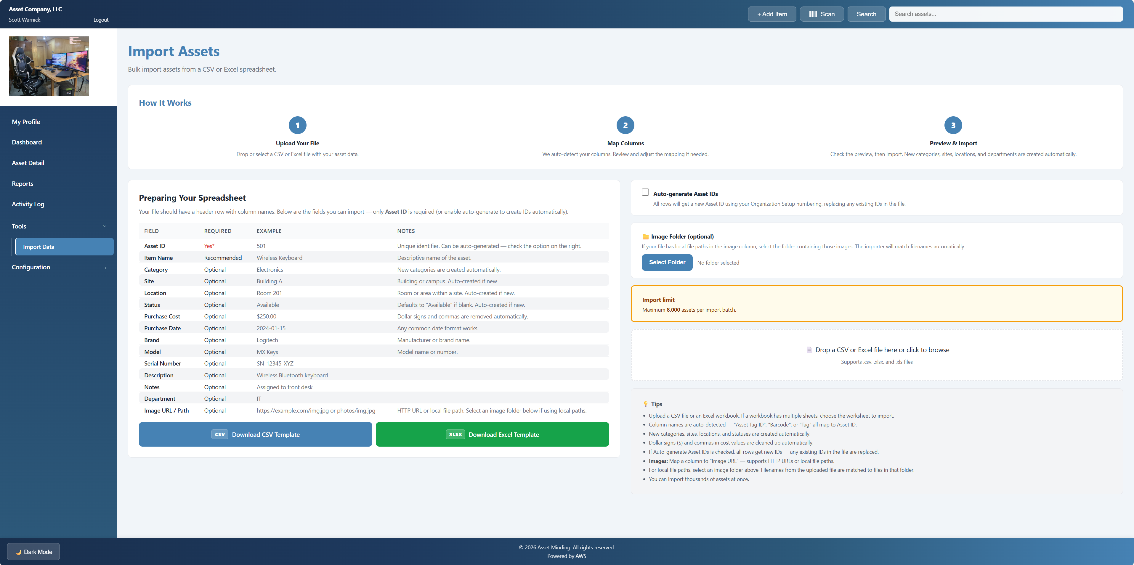 Computer Asset Import Asset Minding | Cloud-Based Asset Management Software